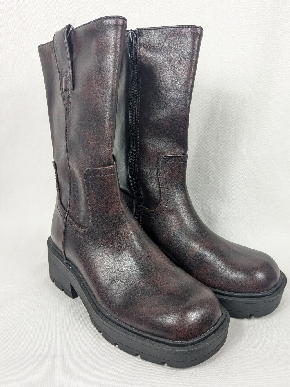 Chocolate Pull On Lug Sole Boots